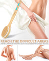 Metene Shower Brush with Soft & Stiff Bristles, Bath Dual-Sided Long Handle Back Scrubber, 1 Hook